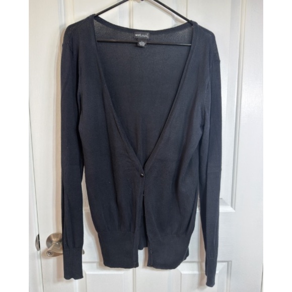 Wet Seal Black V-Neck button Cardigan - Picture 1 of 4